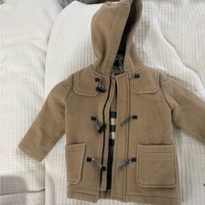 Burberry Kids Tan Hooded Pea Coat